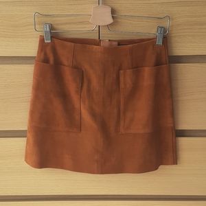 Banana Republic Tan/Brown Genuine Goat Suede Mini A-Line Pocket Skirt 00P